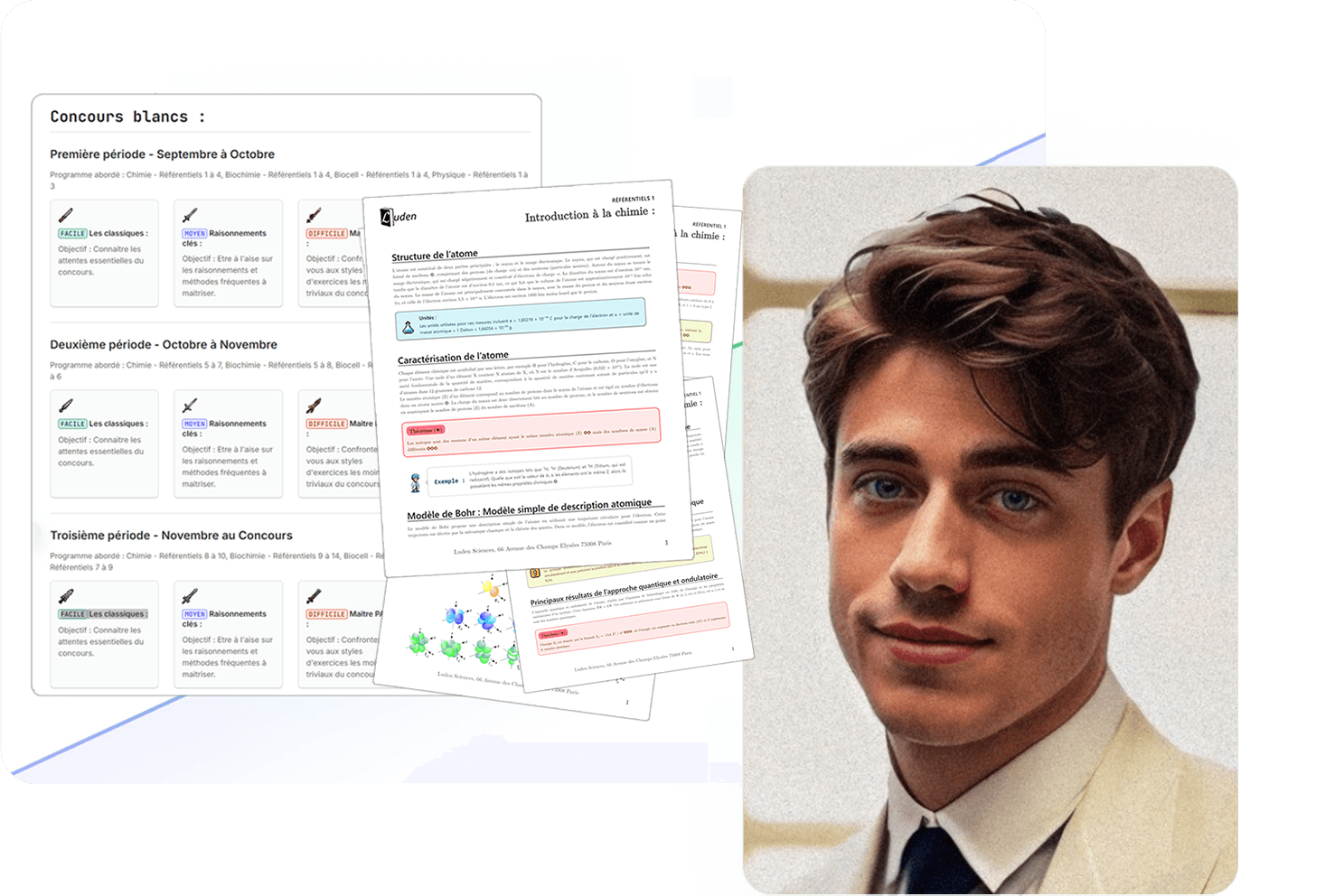 Espace étudiant, fiches et fondateur.